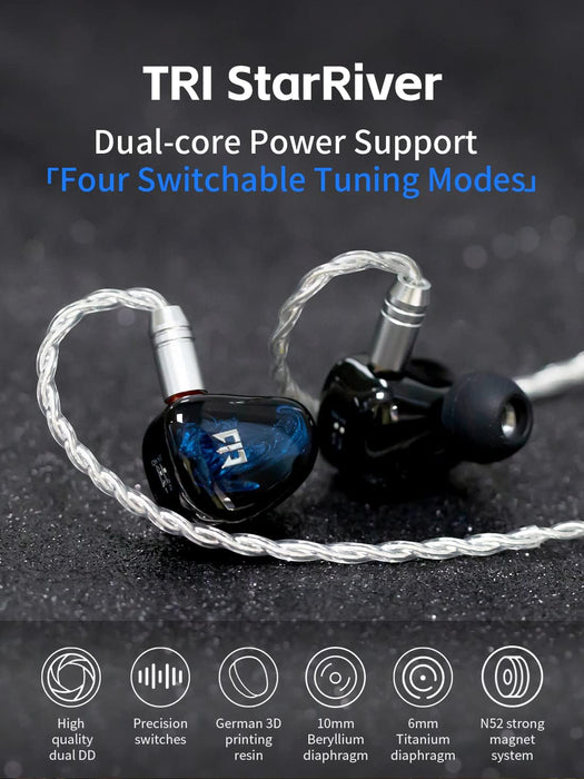 In-ear Earphone TRI Star River Beryllium Dynamic Driver GRADO B