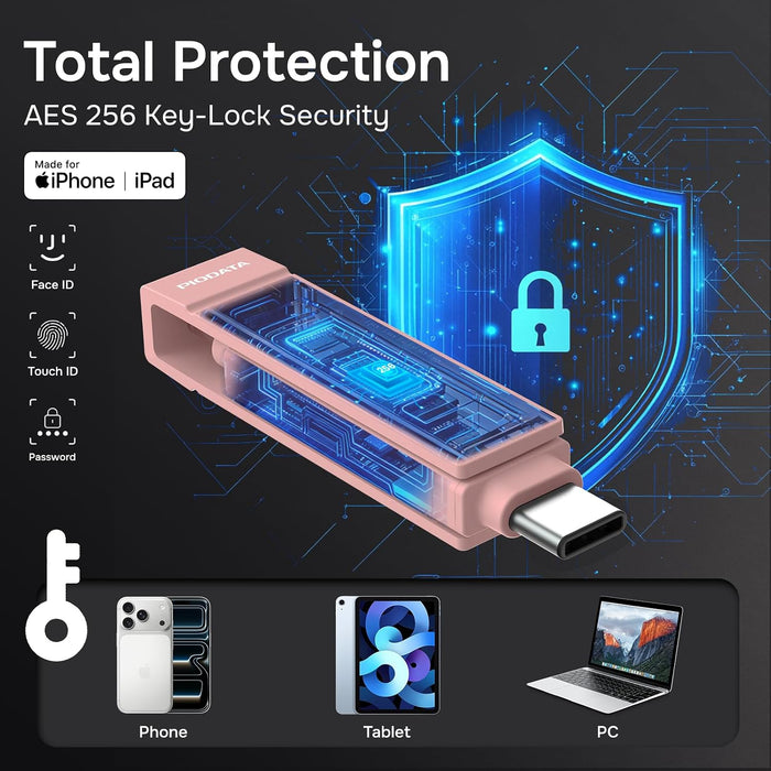 PHONE DRIVE IXFLASH PIODATA 1TB GB LIGHTNING USB-C MFI ROSA ROSA GRADO A