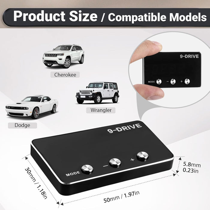 Controlador de respuesta del acelerador 9 modos de conducción, controlador de aceleración electrónica automotriz compatible con Dodge Challenger Ram Cherokee KK Wrangler JK Maserati Ghibli GRADO B