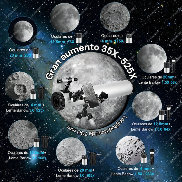 TELESCOPIO ASTRONÓMICO REFLECTOR PROFESIONAL KINWODON 35X-5 GRADO B