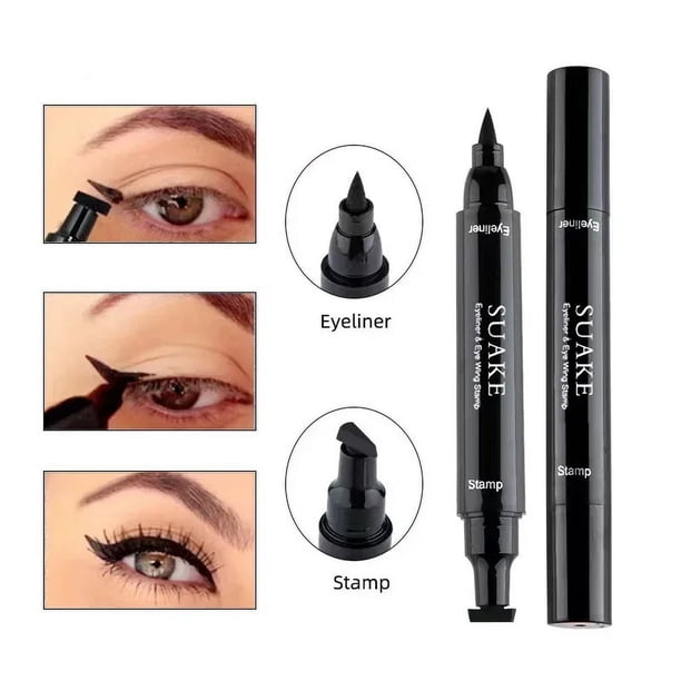 Delineador 2 en 1 de Ojos y Cejas con Lápiz y Sello Hipoalergénico Negro | Grado B