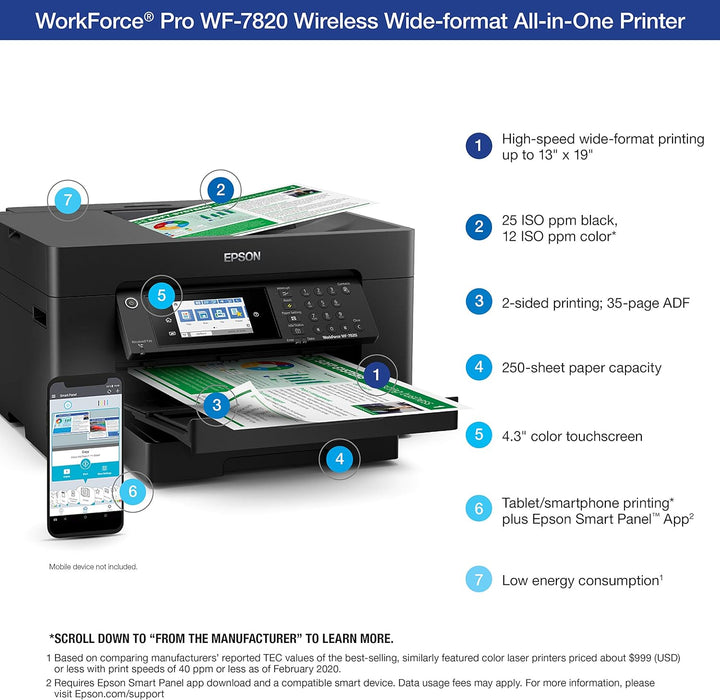Printer Epson Workforce Pro WF-7820 Wireless All-in-One GRADO B