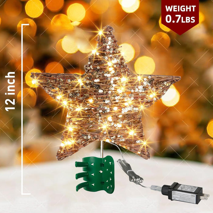 CHRISTMAS TREE TOPPER RATTAN STAR TREETOP CHRISTMAS DECOR GRADO B