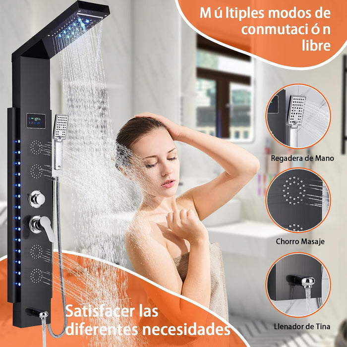 Panel De Ducha Acero Inoxidable Led Pantalla Digital Hidroma GRADO B