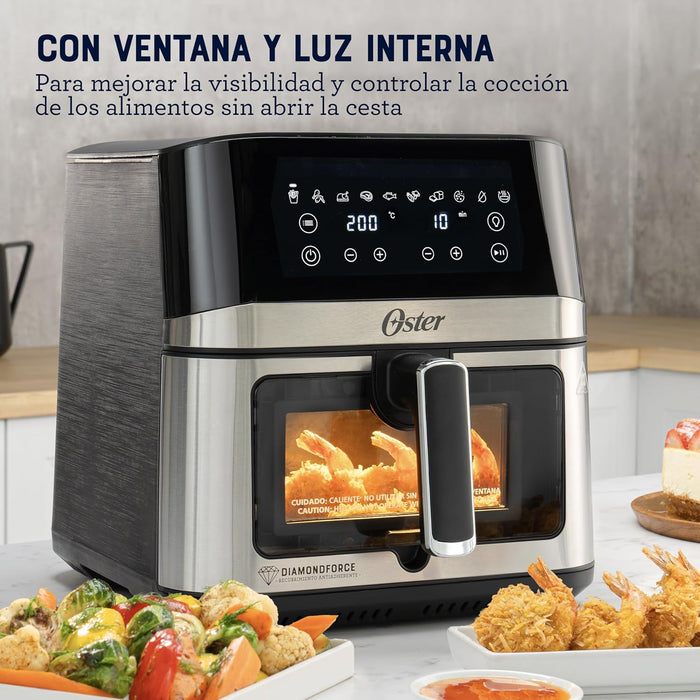 Freidora de Aire Digital, Recubrimiento Oster® DiamondForce, 7.5L de Capacidad, 10 Programas Automáticos GRADO B