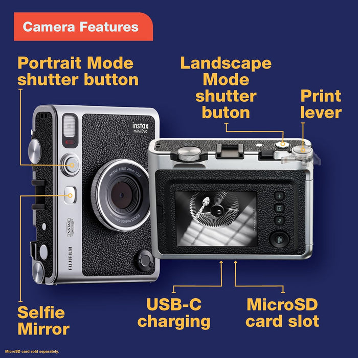 Cámara Fujifilm Instax Mini Evo Color Negro GRADO B
