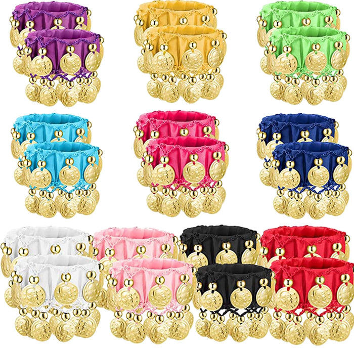 PULSERAS ELÁSTICAS DE GASA PARA LA DANZA VIENTRE CON MONEDAS 1