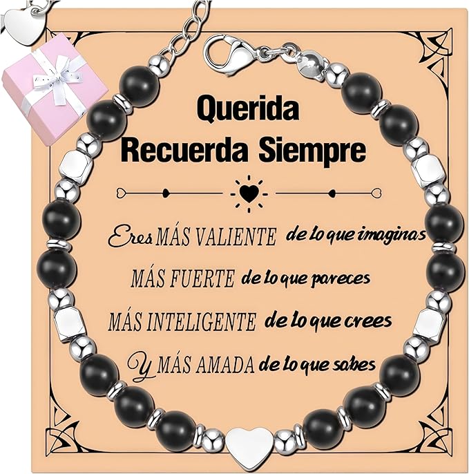 PULSERA CORAZÓN PIEDRA NATURAL ACERO INOXIDABLE PULSERA GRADO A