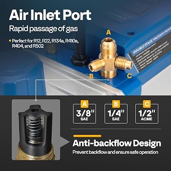 VIVOHOME 110V 1/2 HP 5CFM Bomba de vacío para HVAC de 2 etapas y kit de juego de manómetros de CA de 4 vías con detector de fugas R134a, R12, R22, R502, R410a GRADO B