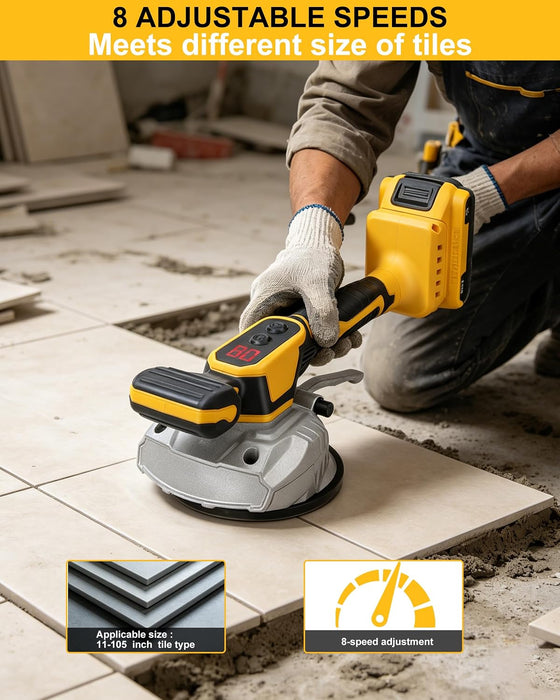 HUICCN CORDLESS TILE VIBRATION LEVELING MACHINE FOR DEWALT 20V BATTERY, PORTABLE TILE VIBRATOR TOOL WITH 8 ADJUSTABLE SPEED DIGITAL DISPLAY FOR FLOOR WALL (NO INCLUYE LA BATERÍA) GRADO B