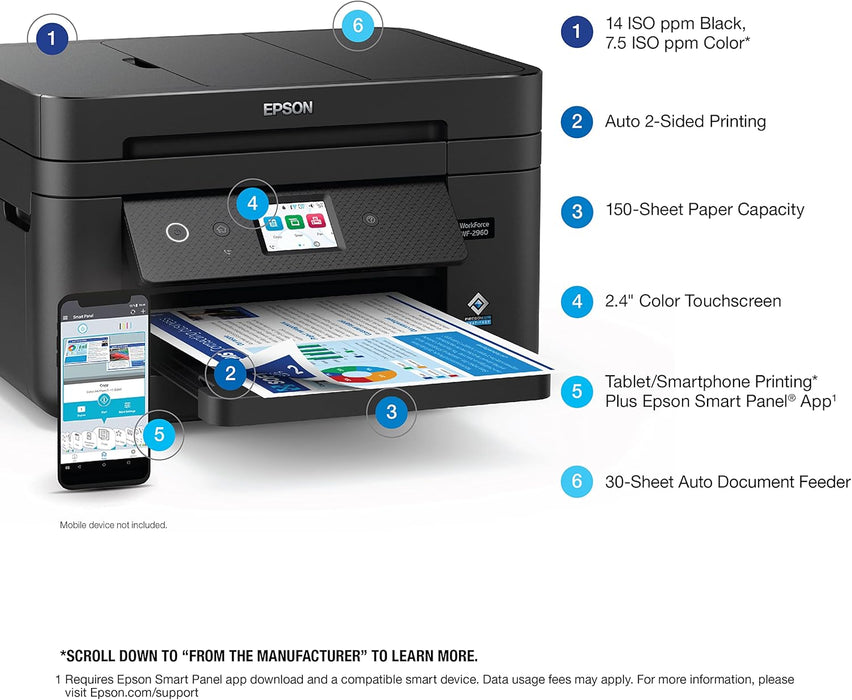 Printer Epson Workforce WF-2960 Wireless All-in-One Black GRADO B