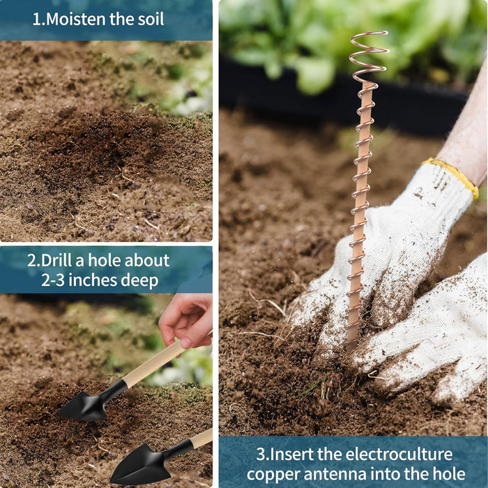 Electroculture - Juego de antenas de bobina de cobre de 17 pulgadas de largo para cultivar jardín GRADO B