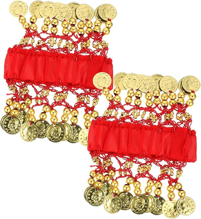 PULSERAS ELÍ¡STICAS DE GASA PARA LA DANZA VIENTRE CON MONEDAS 1 GRADO A