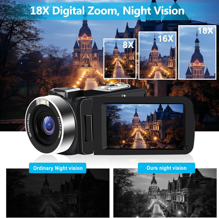 Video Camera lovpo 4K 48MP Ultra HD WiFi Vlogging w/ Mic GRADO A