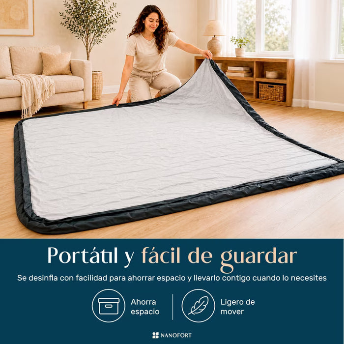 Colchón de aire NEWBULIG tamaño Queen (16 pulgadas) con bomba integrada de alta capacidad; cama inflable para el hogar, camping y visitas; colchón portátil con capacidad de carga de 660 libras y doble altura GRADO B