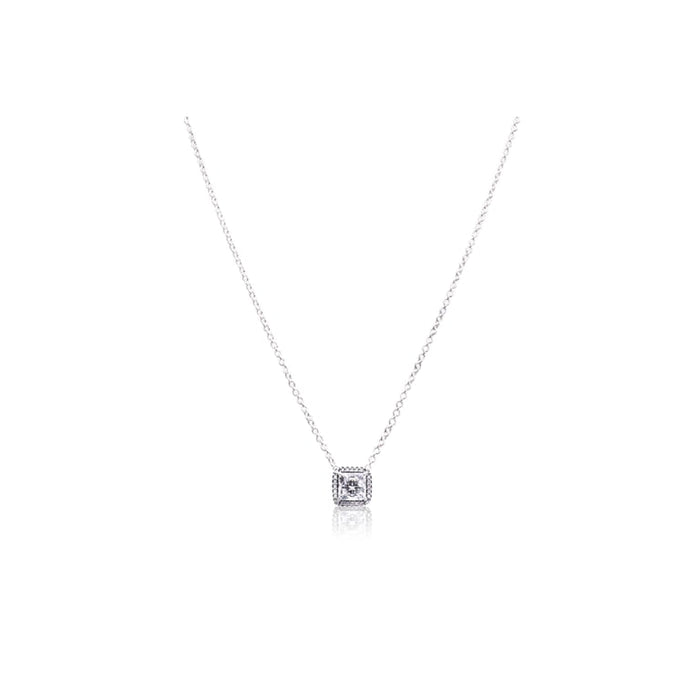 Collar Elegance con Circonita Transparente Cadena Ajustable 45 cm Color Plateado