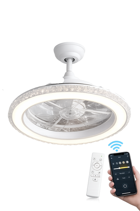 VENTILADOR TECHO LUZ CON CONTROL Y APP, MOTOR DC SILENCIOSO GRADO B