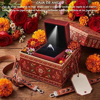 Caja de Anillo para Compromiso Propuesta Regalo Joyas Lujo Naranja | Grado B