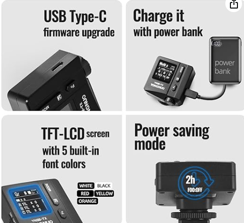 DISPARADOR FLASH TTL 2.4G, BATERÍA DE LITIO INCORPORADA, PANTALLA TÁCTIL OLED, FUNCIÓN DE CONVERSIÓN TCM 2