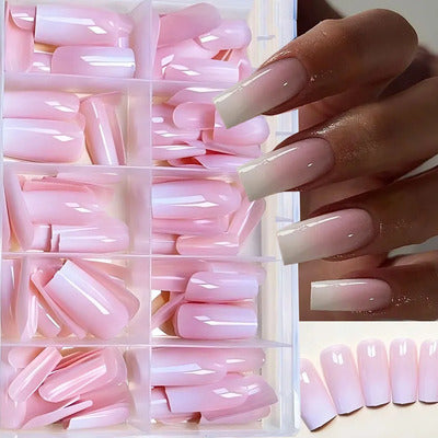 Kit Brioty de 100 Uñas Postizas Cuadradas Pink Dawn Plain Mixto | Grado B