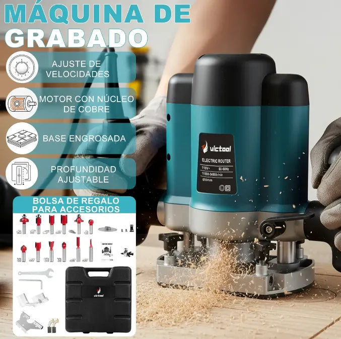 ENRUTADOR/RECORTADOR ELÉCTRICO PARA MADERA MULTIFUNCIÓN 110V GRADO B