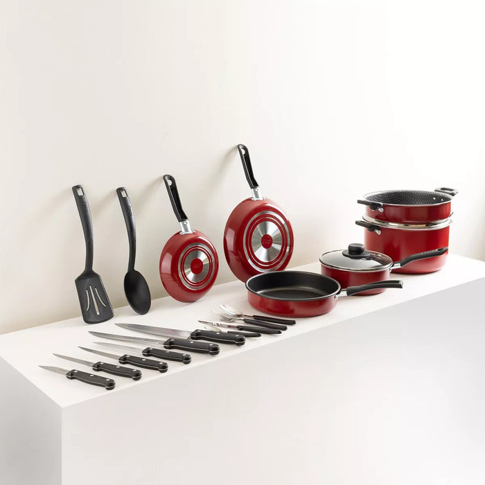 BATERÍA DE COCINA EKCO 32 PIEZAS CON ALUMINIO ANTIADHERENTE COLOR ROJO GRADO B