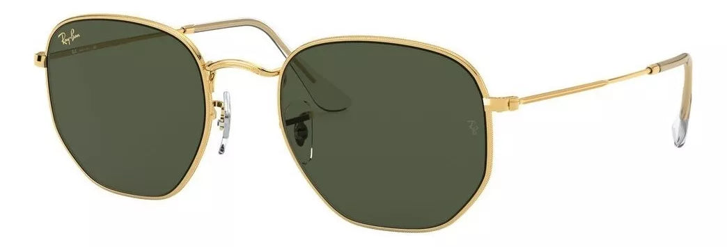 anteojos de sol ray-ban i-shape hexagonal talle standard armazón polished gold y lente green 6867 GRADO A
