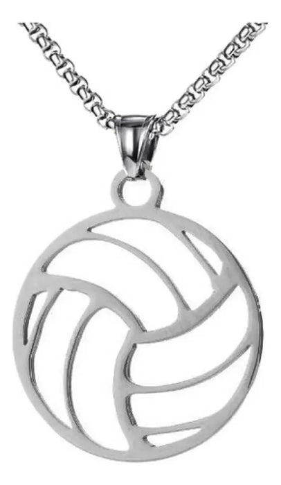 COLLAR BALÓN DE VOLEIBOL ACERO INOXIDABLE MODA DEPORTE UNSEX PLATEADO GRADO A