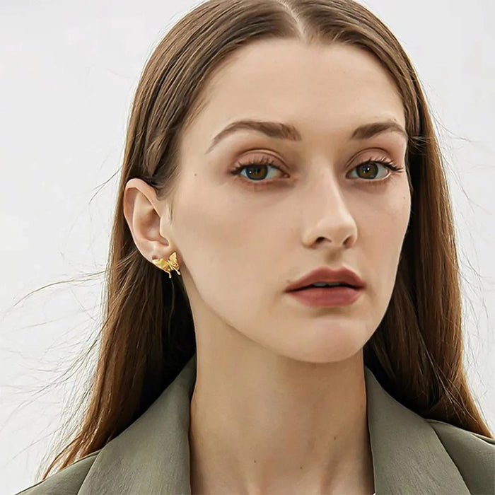 ARETES PLATA CHAPADO EN ORO DE 18K REGALO PARA MUJER DE MODA GRADO B