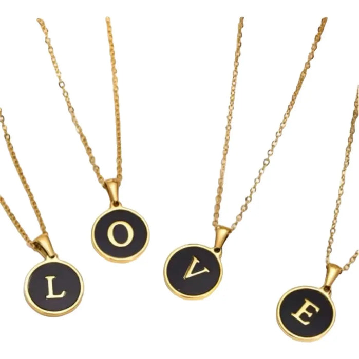 COLLAR DIJE LETRAS INICIALES ACERO INOXIDABLE DORADAS MUJER LETRA ALEATORIA  GRADO A