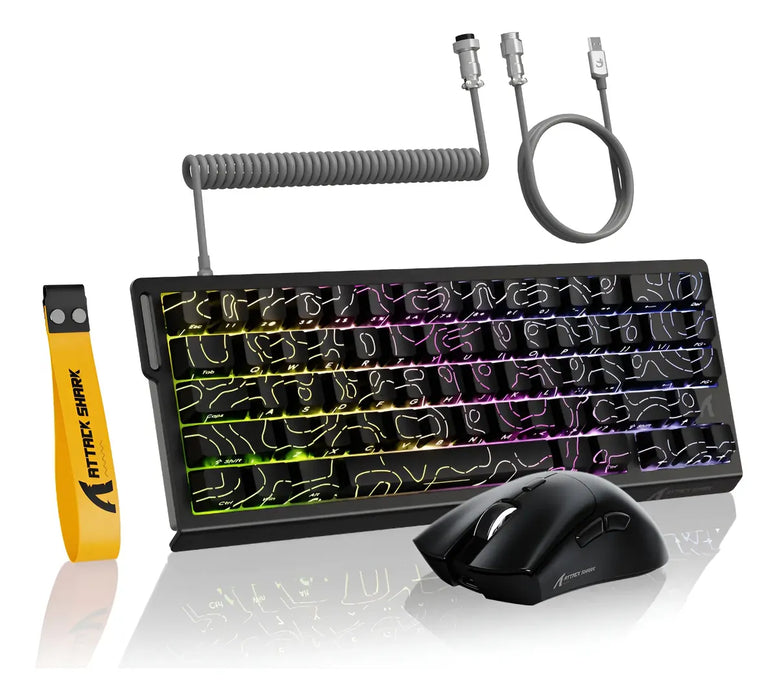 ATTACK SHARK X68 PRO HE Wireless Rapid Trigger Gaming Keyboard with Adjustable Actuation,8K Polling Rate,Hall Effect Magnetic Switch,Hot-Swap,RGB Backlit,BT/2.4GHz/Wired,for FPS Games-Black GRADO A