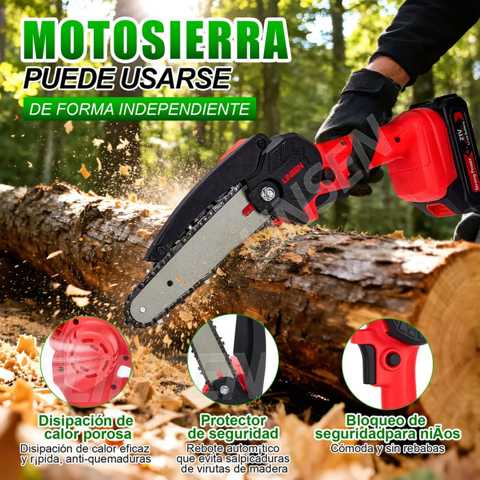 MOTOSIERRA ELECTRICA INALAMBRICA 2 EN 1 PERTIGA TELESCOPICA 2 BATERIAS GRADO B
