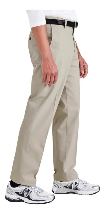 PANTALÓN SIGNATURE KHAKI STRAIGHT FIT IRON FREE CON STAIN DE BEIGE GRADO B