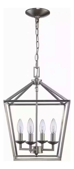 LAMPARA ARAÑA TECHO RUSTICA 4 LUCES GRIS NIQUEL CEPILLADO GRADO B