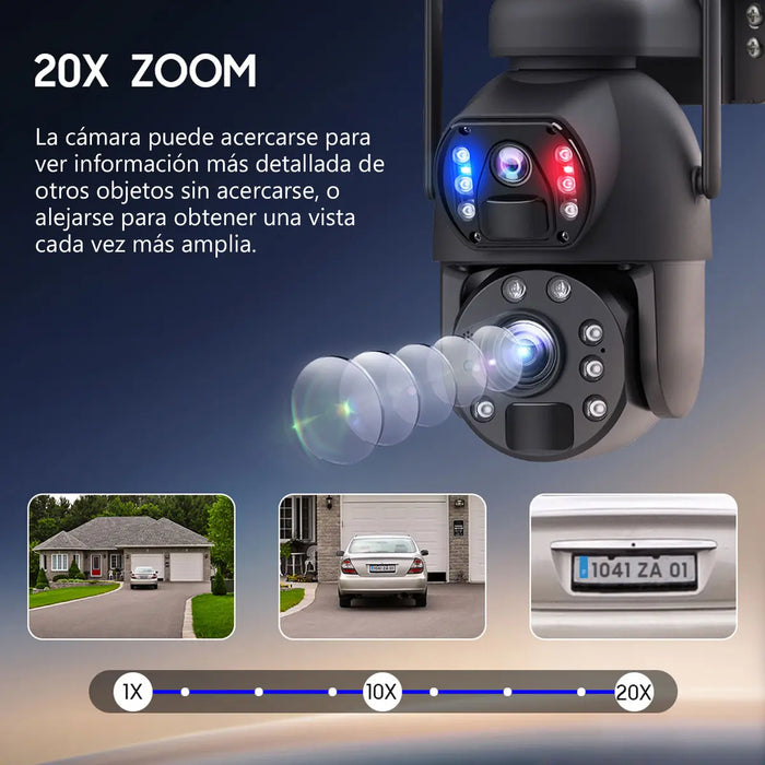 CÁMARA DE VIGILANCIA SOLAR SECTEC 4G 6MP GRAN ANGULAR ZOOM 20X DOBLE LENTE EXTERIOR BLANCO GRADO B