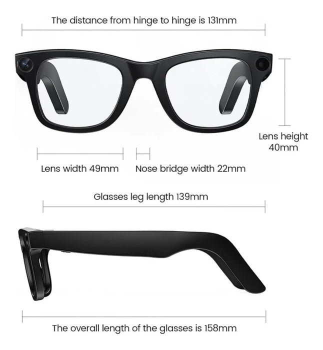 Lentes Inteligentes con Cámara AI y Filtro de Luz Azul GRADO B