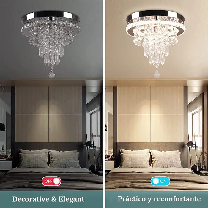 LÃ¡MPARA TECHO COLGANTE CRISTAL MODERNA DECORACIÓN LUJOSO PLATEADO GRADO B