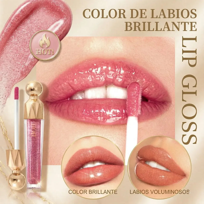 JUICY GLITTER LIP GLOSS COLOR 05| BRILLO LABIAL VOLUMINIZADOR | BOB COSMETICS EFECTO PLUMP + GLITTER | GRADO A