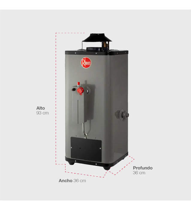 CALENTADOR AGUA RHEEM RÁPIDA RECUPERACIÓN 10L/M GAS NAT GRIS CLARO 28 GRADO B