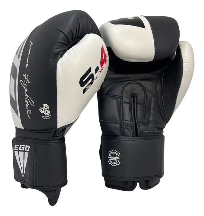 Guantes De Boxeo Ego 16oz blanco con negro-Grado B