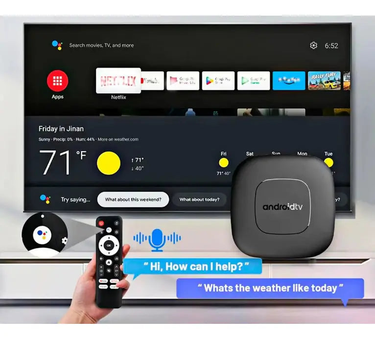 TV BOX MORTAL T1 8K ANDROID 16 RAM 2+16 GB ROM CHROMECAST CONTROL DE VOZ NEGRO GRADO B