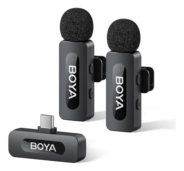BOYA BY-V20 MICROFONO INALAMBRICO IPHONE 15-16/ANDROID/PC, CANCELACIÓN DE RUIDO, 48KHZ/16BIT, 9H DE USO, MODO SILENCIO,... NEGRO GRADO B