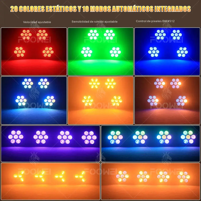 350W LÁMPARA RETRO LED DMX CON FLASH RETRO DE SIETE CABEZAS GRADO B