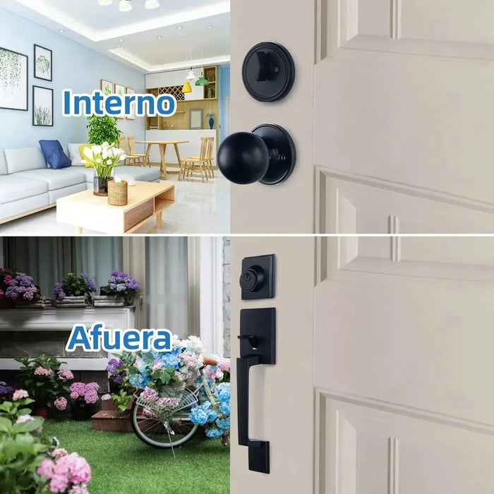 JUEGO CERRADURA PUERTA MANIJA DE PUERTA DE SERVICIO PESADO NEGRO GRADO A