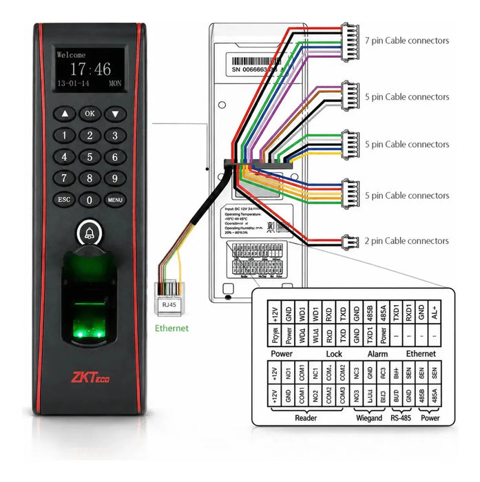 Control De Acceso Exterior Zkteco Tf1700 Ip65 3000 Huellas Y Tarjetas Rfid Negro - GRADO B