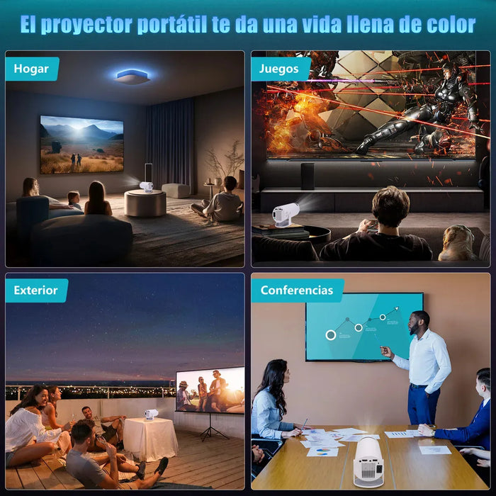 PROYECTOR LED ANDROID WIFI PROFESIONAL MINI PORTATIL CON 2 GAMEPADS 12000LM LED 4K 1080P BLANCO GRADO A - TiendaKomet México