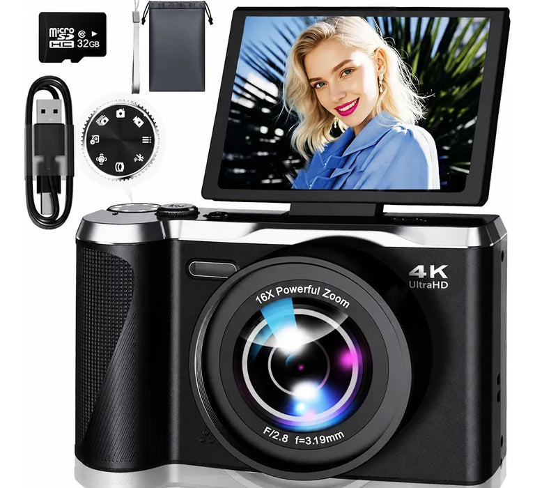 CÃ¡mara Digital 4k 56mp FotogrÃ¡fica 3in 180Â° Pantalla Girat GRADO B