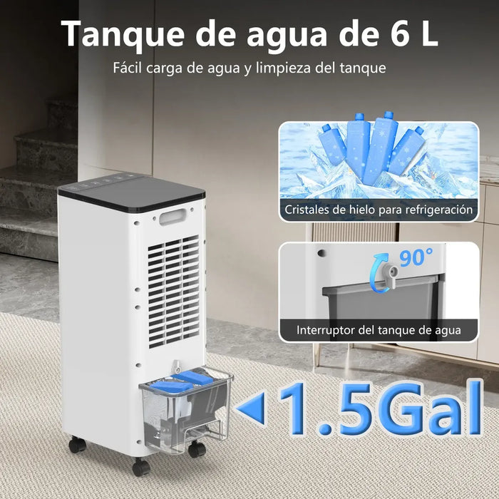 Climatizador Evaporativo Portátil Censtech | Control Remoto | 4 Modos y 3 Velocidades | Oscilación | Blanco | Grado B