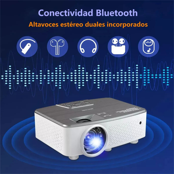 PROYECTOR 4K PROFESIONAL 12000 LÚMENES 1080P WIFI FULL HD COMPATIBLE CON DISPOSITIVOS ANDROID PROYECTOR PORTÁTIL, IOS Y COMPUTADORAS GRIS METALIZADO  GRADO A