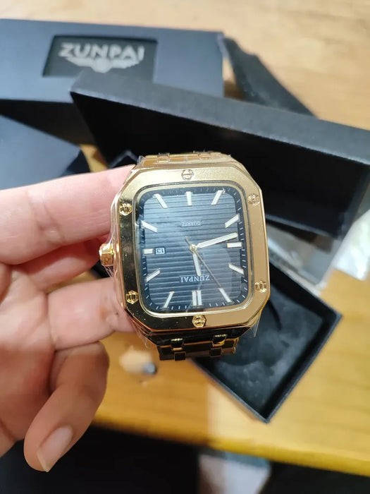 Reloj Zunpai Impermeable e Inoxidable Color Dorado para Hombre | Grado B
